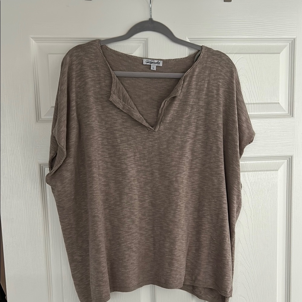 Brown Lightweight Short Sleeve Sweater Shirt